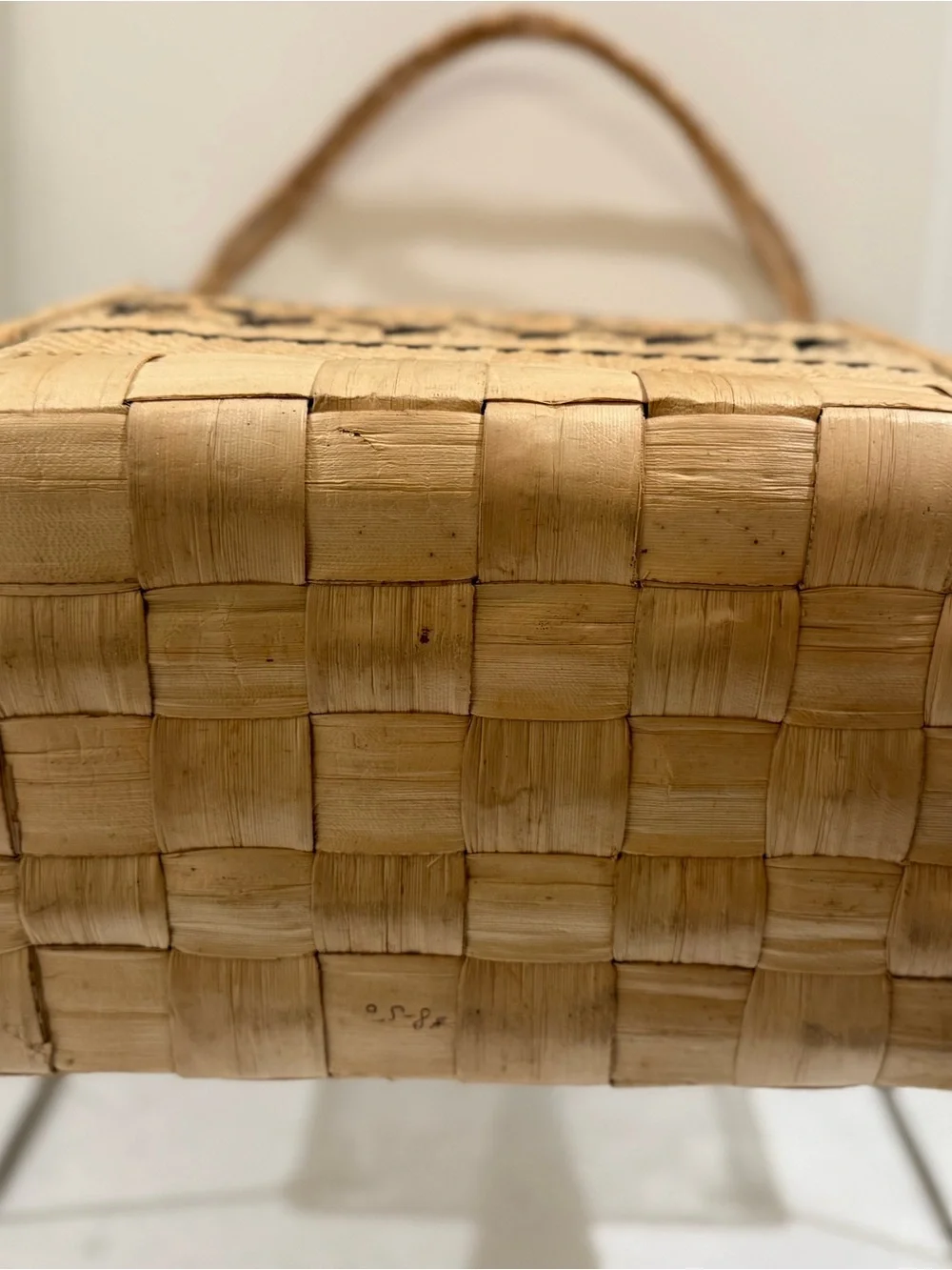 Square Woven Straw Top-Handle Basket Bag in Natural and Black ~ 13“ H x 7“ W